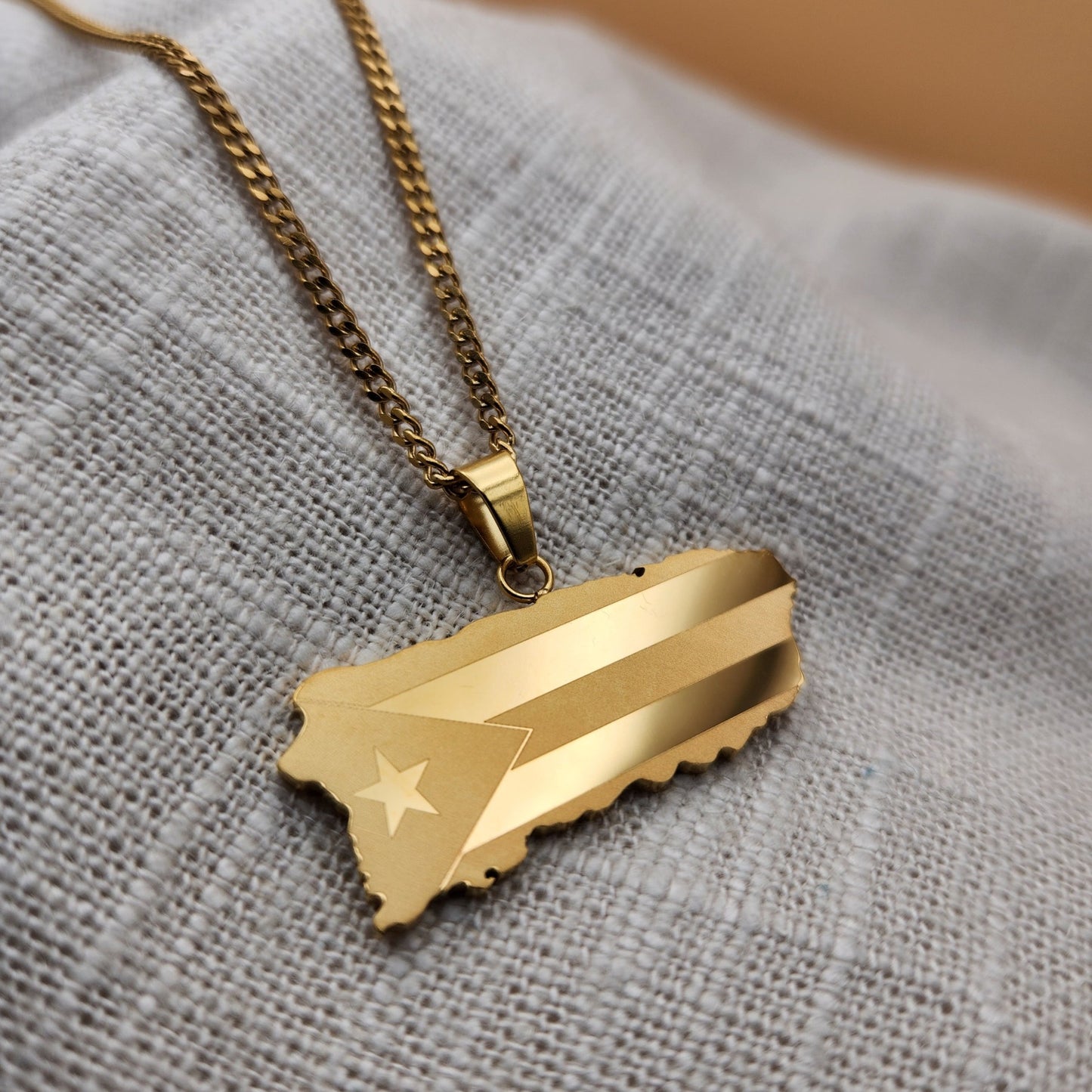 Puerto Rico Country Map Necklace